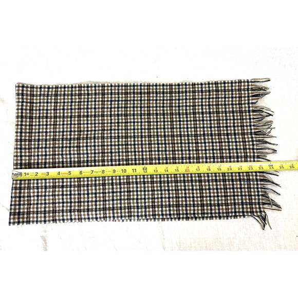 Pendleton Wool Scarf Brown Black Plaid 48"x13" - Picture 6 of 7